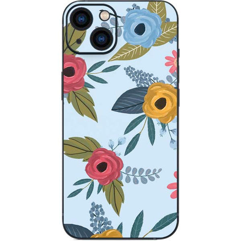 Blue Fall Flowers iPhone 13 Skin